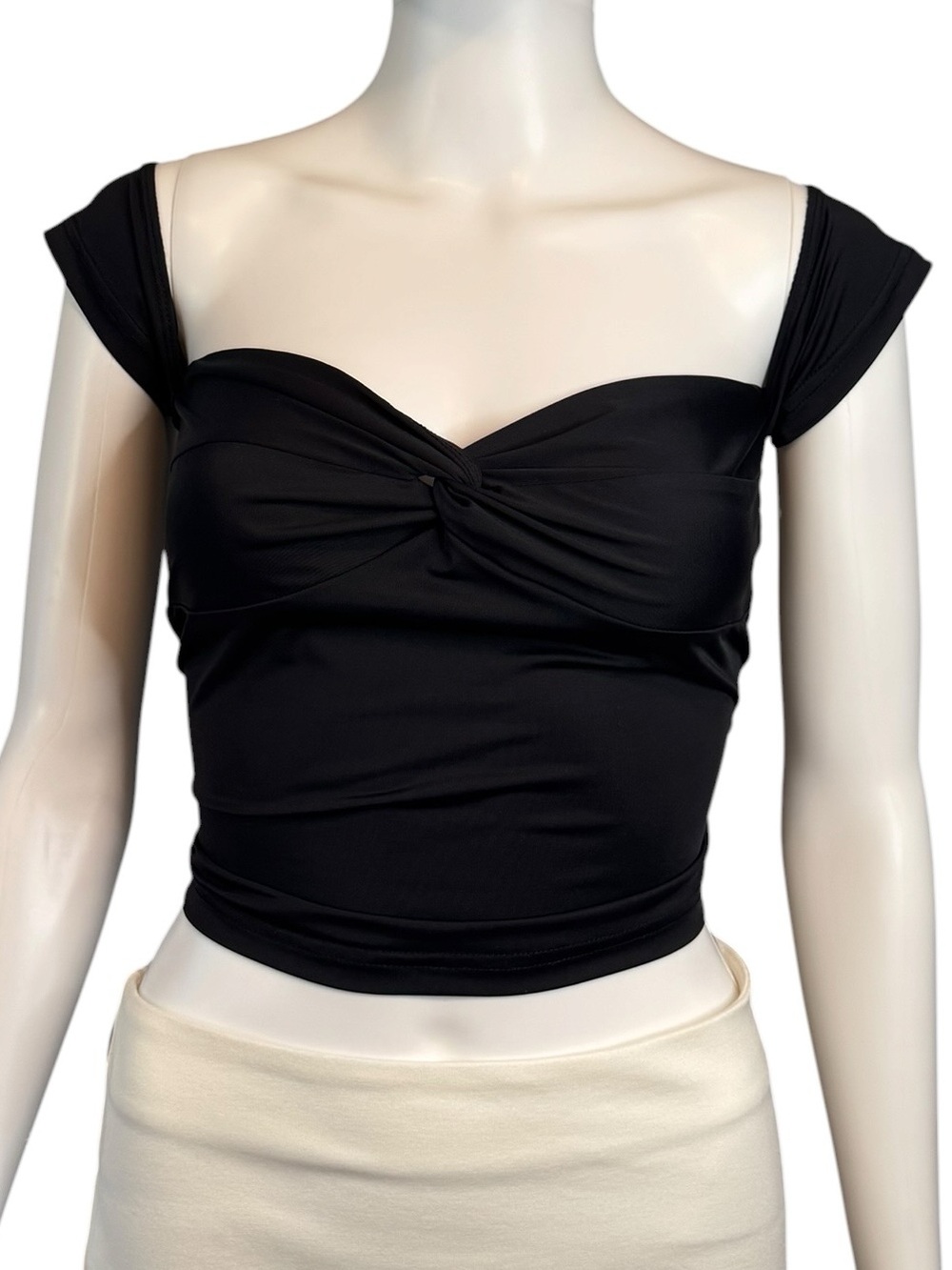 Princess Polly Maxeina Off Shoulder Twist Top Black | Size 8